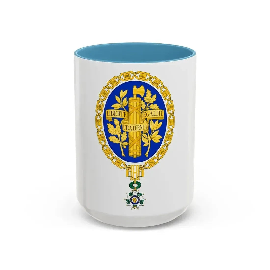 Coat of arms of the French Republic - Accent Coffee Mug 15oz Light Blue - Go Mug Yourself
