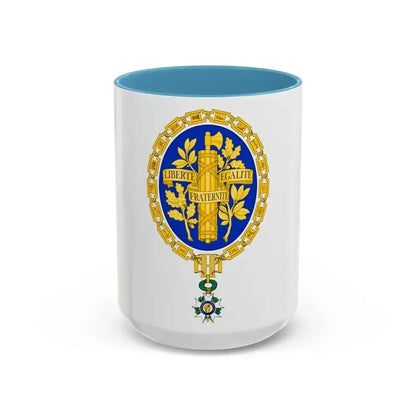 Coat of arms of the French Republic - Accent Coffee Mug 15oz Light Blue - Go Mug Yourself