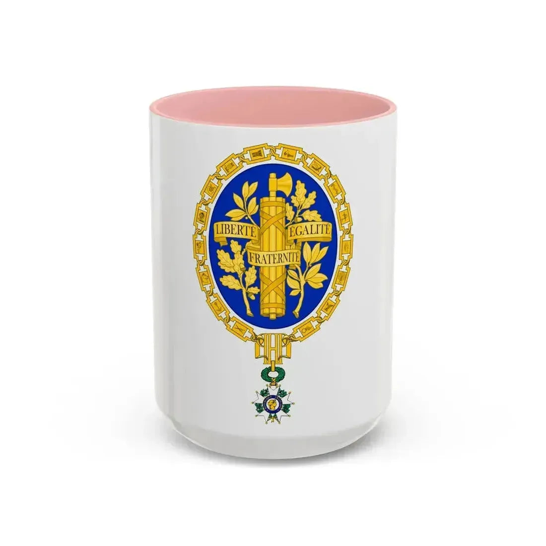 Coat of arms of the French Republic - Accent Coffee Mug 15oz Pink - Go Mug Yourself