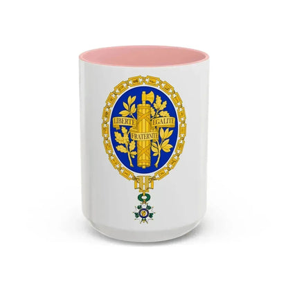 Coat of arms of the French Republic - Accent Coffee Mug 15oz Pink - Go Mug Yourself