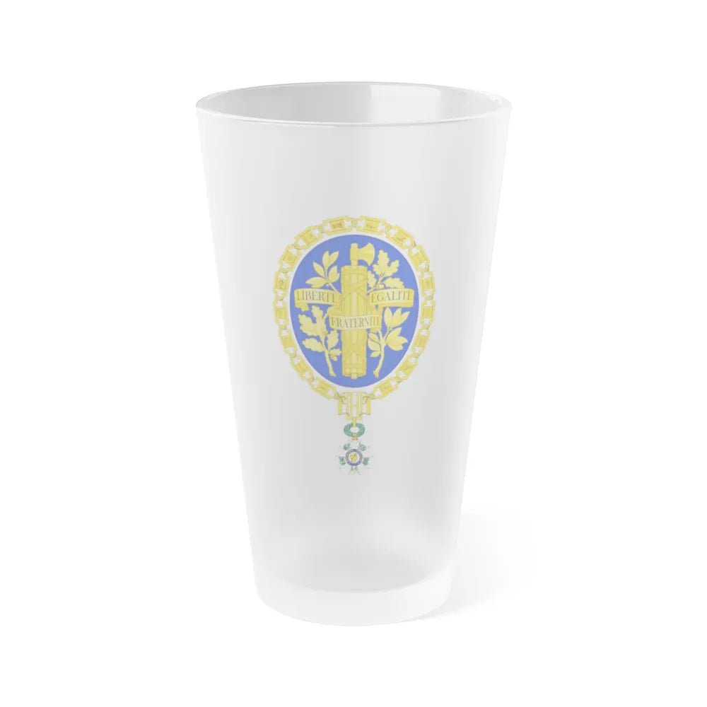 Coat of arms of the French Republic - Frosted Pint Glass 16oz-Go Mug Yourself