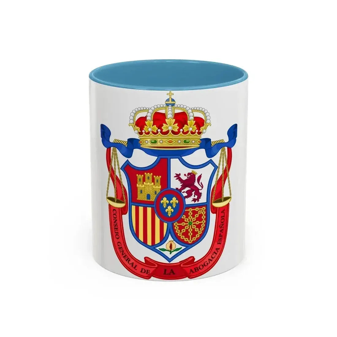 Coat of Arms of the General Council of Spanish Lawyers - Accent Coffee Mug 11oz Light Blue - Go Mug Yourself