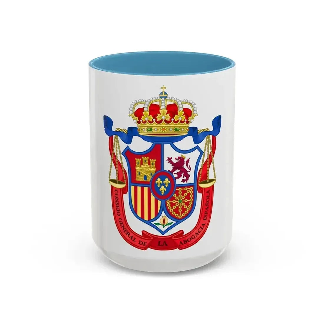 Coat of Arms of the General Council of Spanish Lawyers - Accent Coffee Mug 15oz Light Blue - Go Mug Yourself