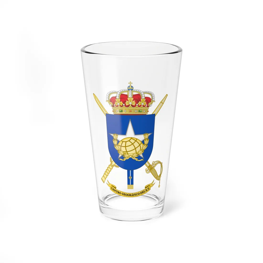Coat of Arms of the Geography Centre of the Spanish Army (Spain) (Coat of Arms) Pint Glass 16oz 16oz - Go Mug Yourself