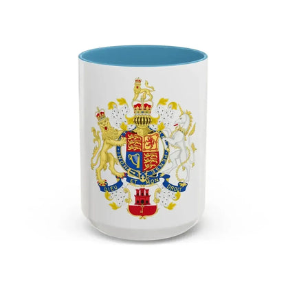 Coat of Arms of the Government of Gibraltar - Accent Coffee Mug 15oz Light Blue - Go Mug Yourself