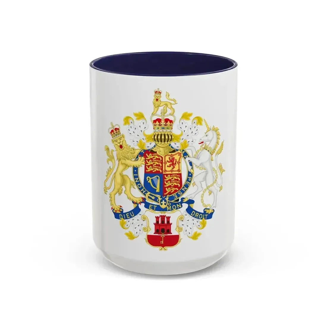 Coat of Arms of the Government of Gibraltar - Accent Coffee Mug 15oz Navy - Go Mug Yourself