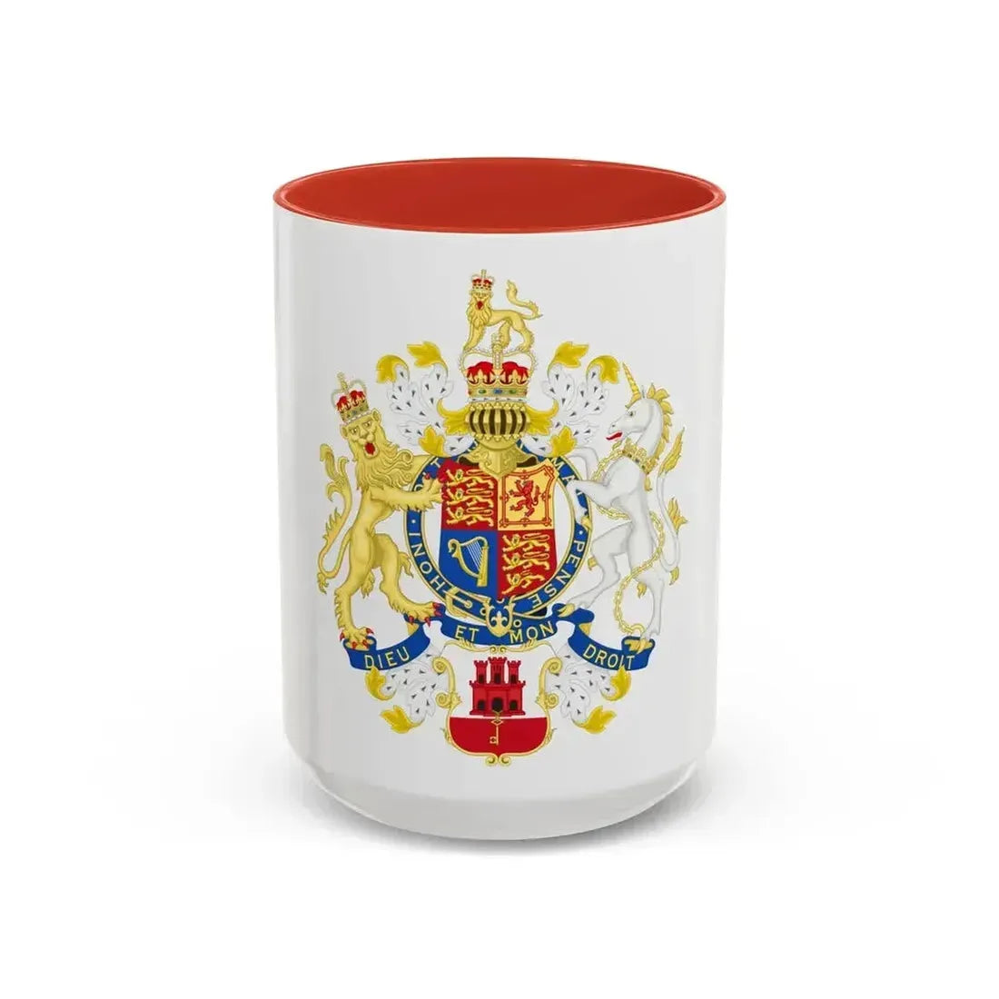 Coat of Arms of the Government of Gibraltar - Accent Coffee Mug 15oz Red - Go Mug Yourself