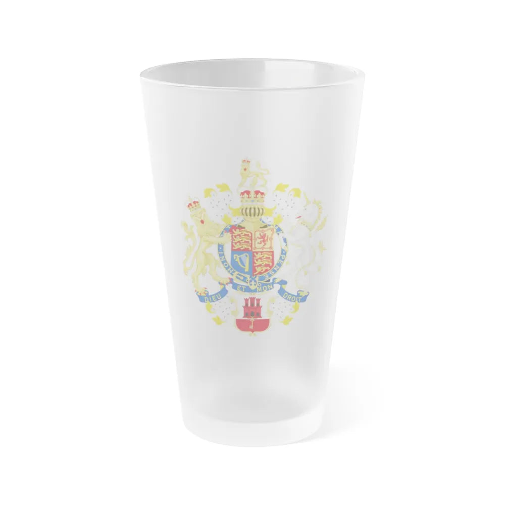 Coat of Arms of the Government of Gibraltar - Frosted Pint Glass 16oz-16oz-Frosted-Go Mug Yourself