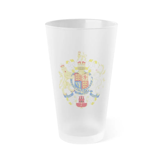 Coat of Arms of the Government of Gibraltar - Frosted Pint Glass 16oz-16oz-Frosted-Go Mug Yourself