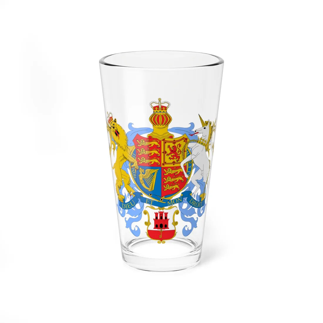 Coat of arms of the Government of Gibraltar (Spain) (Coat of Arms) Pint Glass 16oz 16oz - Go Mug Yourself