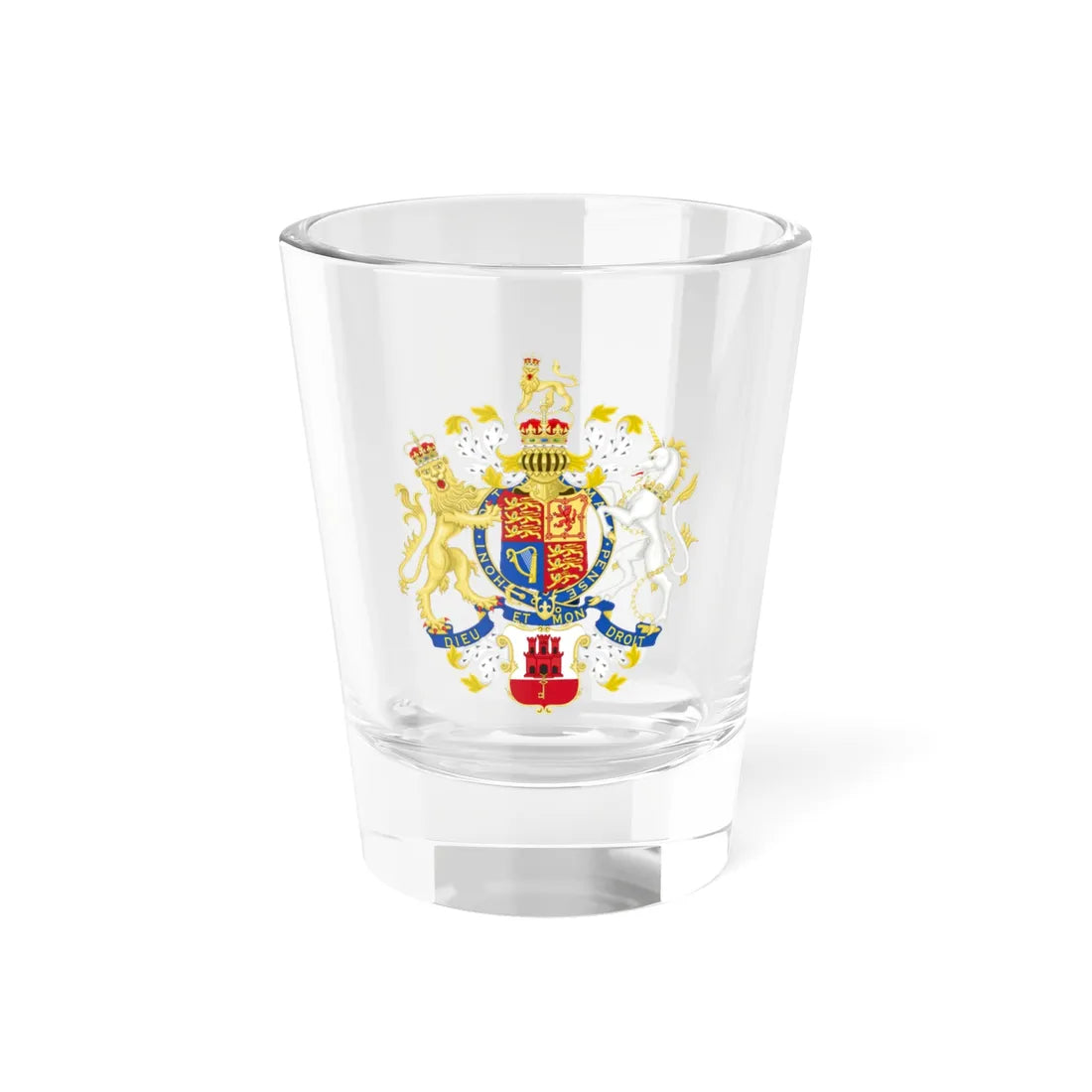 Coat of Arms of the Government of Gibraltar (United Kingdom) (Coat of Arms) Shot Glass 1.5oz 1.5oz - Go Mug Yourself