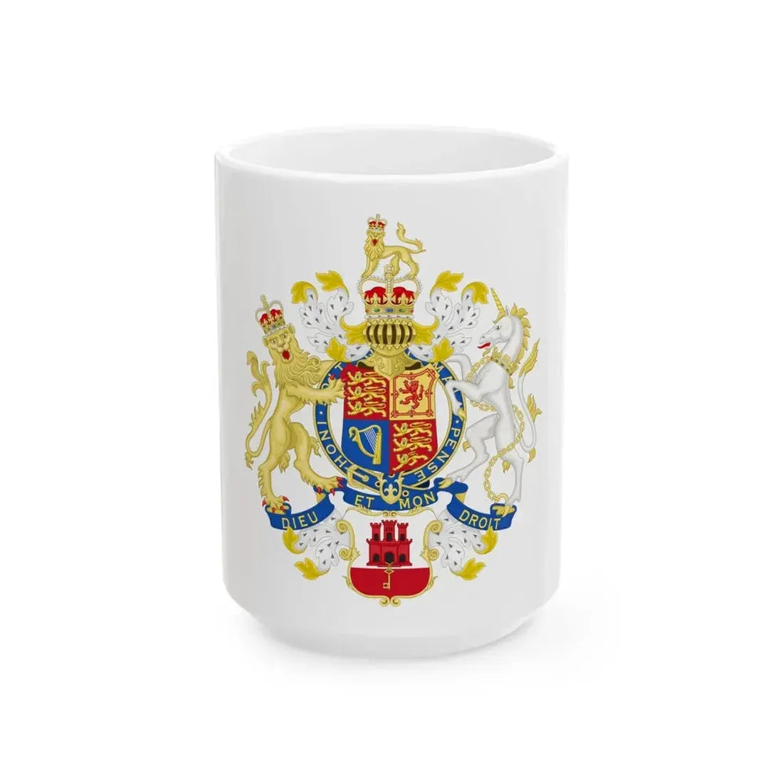 Coat of Arms of the Government of Gibraltar - White Coffee Mug 15oz - Go Mug Yourself