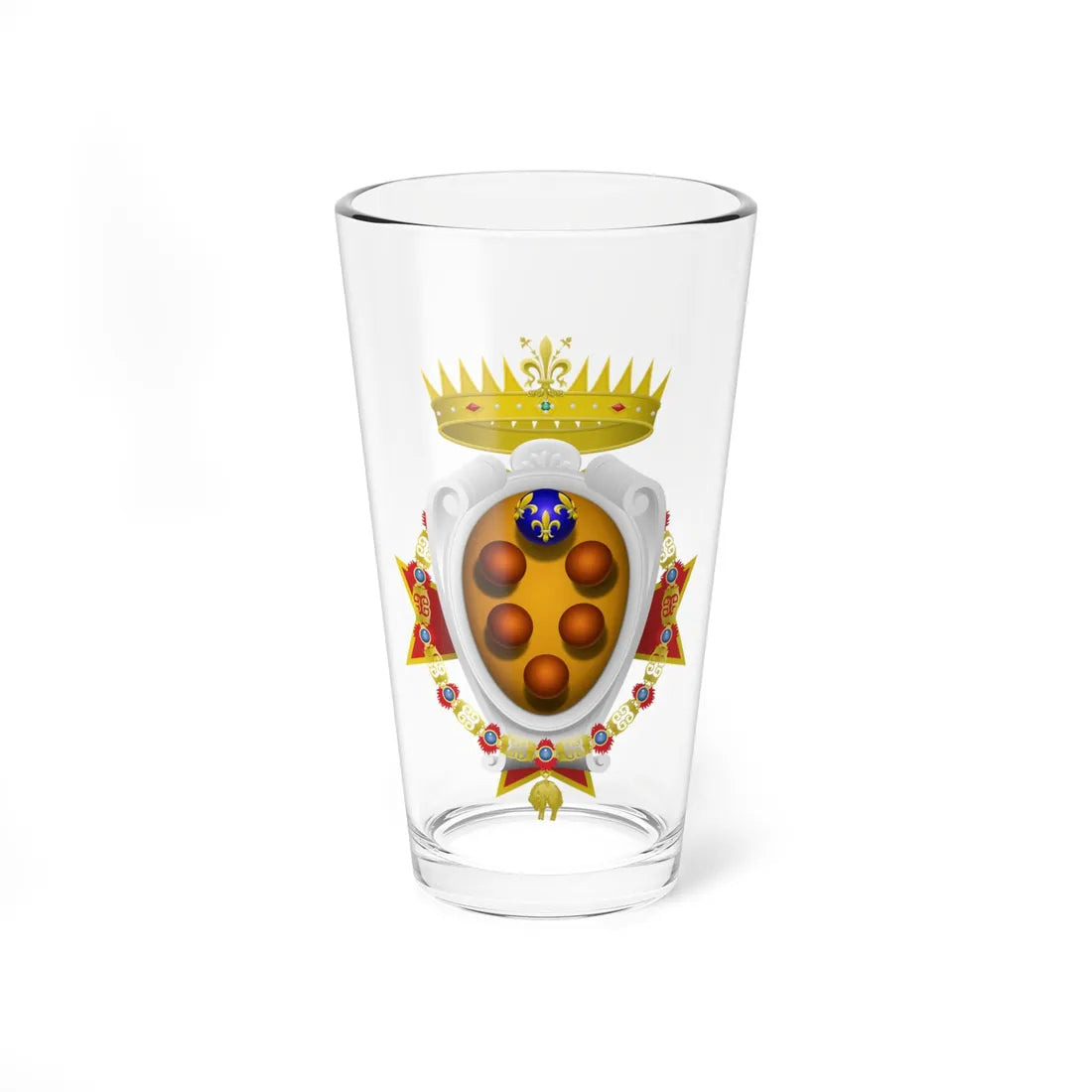 Coat of arms of the Grand Duchy of Tuscany 1562-1737 (Italy) (Coat of Arms) Pint Glass 16oz 16oz - Go Mug Yourself