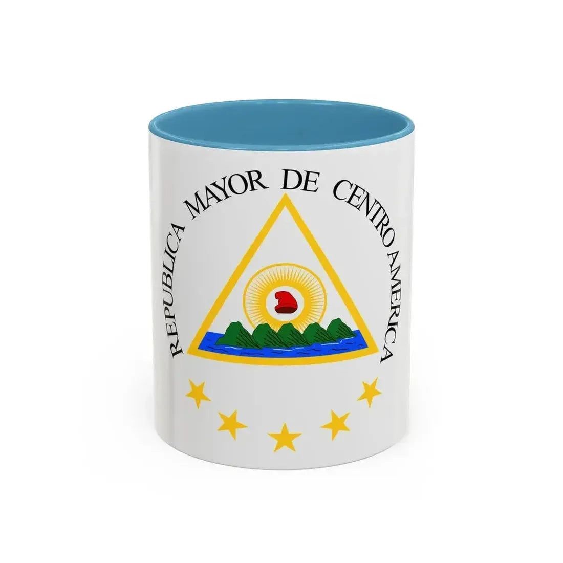 Coat of arms of the Greater Republic of Central America (1898) - Accent Coffee Mug 11oz Light Blue - Go Mug Yourself