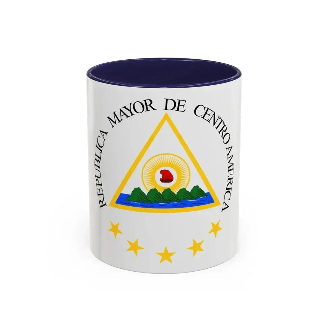 Coat of arms of the Greater Republic of Central America (1898) - Accent Coffee Mug 11oz Navy - Go Mug Yourself