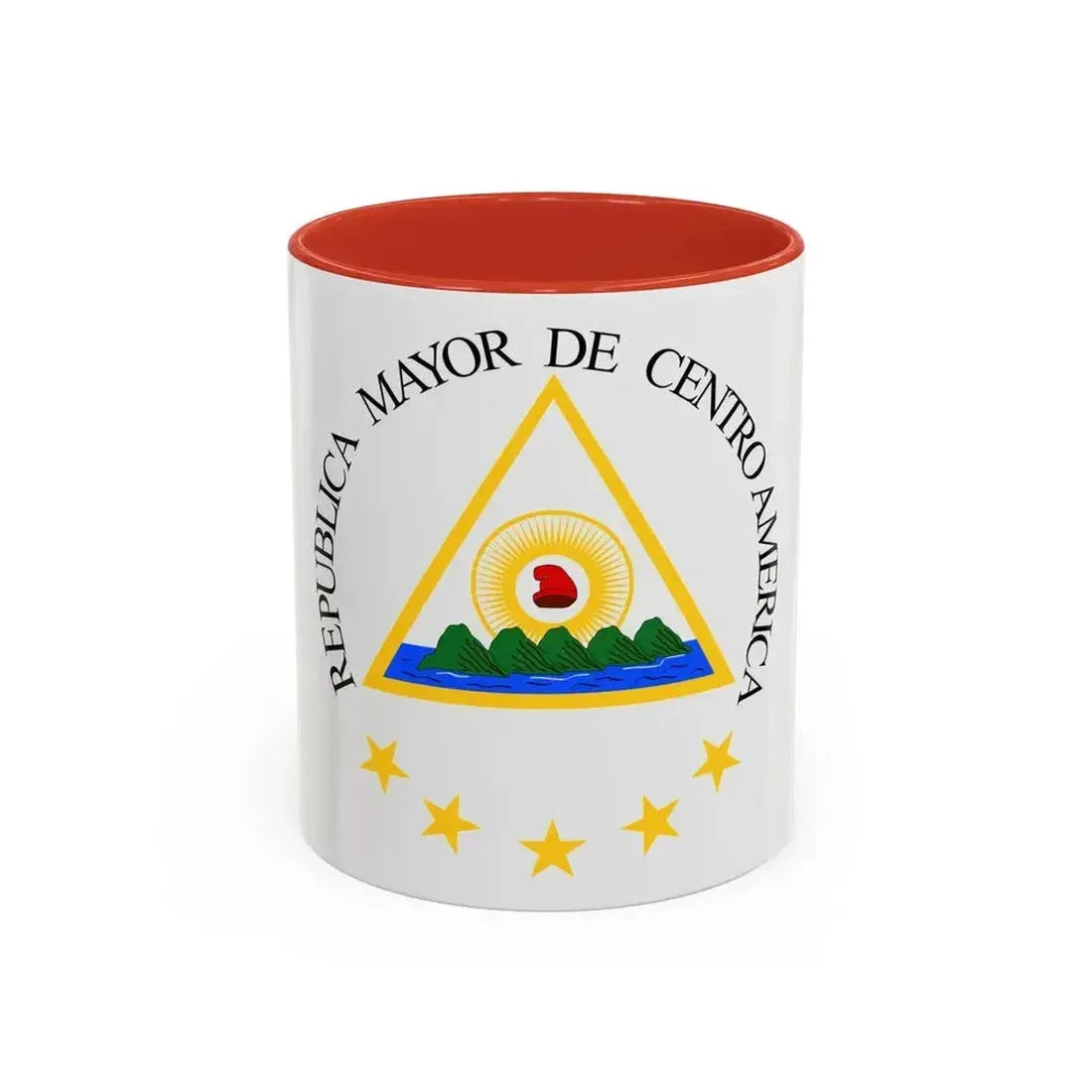 Coat of arms of the Greater Republic of Central America (1898) - Accent Coffee Mug 11oz Red - Go Mug Yourself