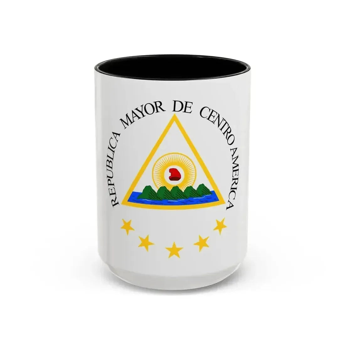 Coat of arms of the Greater Republic of Central America (1898) - Accent Coffee Mug 15oz Black - Go Mug Yourself