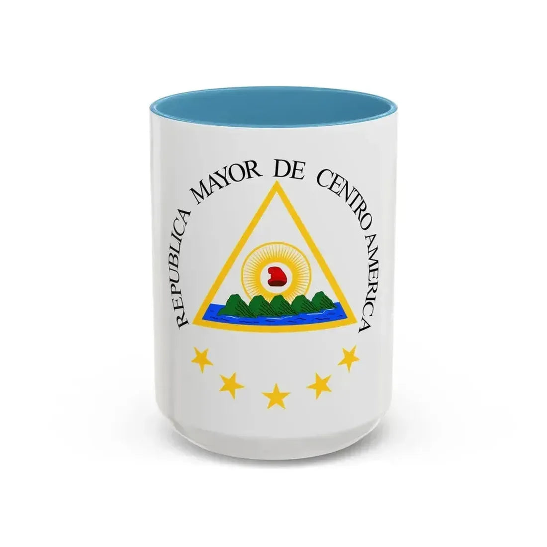 Coat of arms of the Greater Republic of Central America (1898) - Accent Coffee Mug 15oz Light Blue - Go Mug Yourself