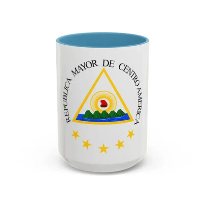 Coat of arms of the Greater Republic of Central America (1898) - Accent Coffee Mug 15oz Light Blue - Go Mug Yourself