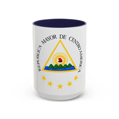 Coat of arms of the Greater Republic of Central America (1898) - Accent Coffee Mug 15oz Navy - Go Mug Yourself