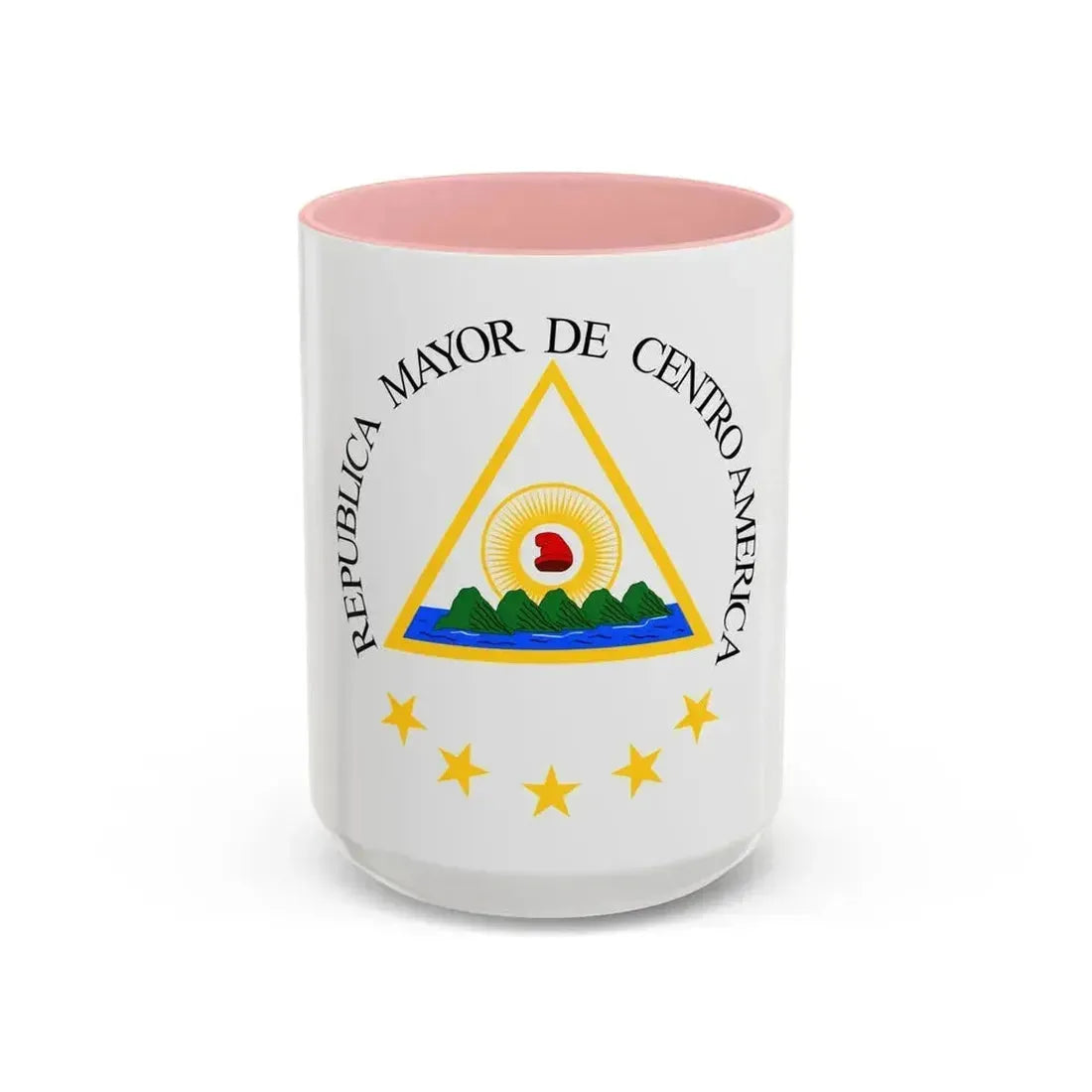 Coat of arms of the Greater Republic of Central America (1898) - Accent Coffee Mug 15oz Pink - Go Mug Yourself