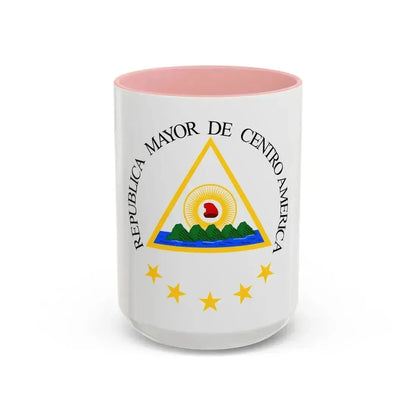 Coat of arms of the Greater Republic of Central America (1898) - Accent Coffee Mug 15oz Pink - Go Mug Yourself