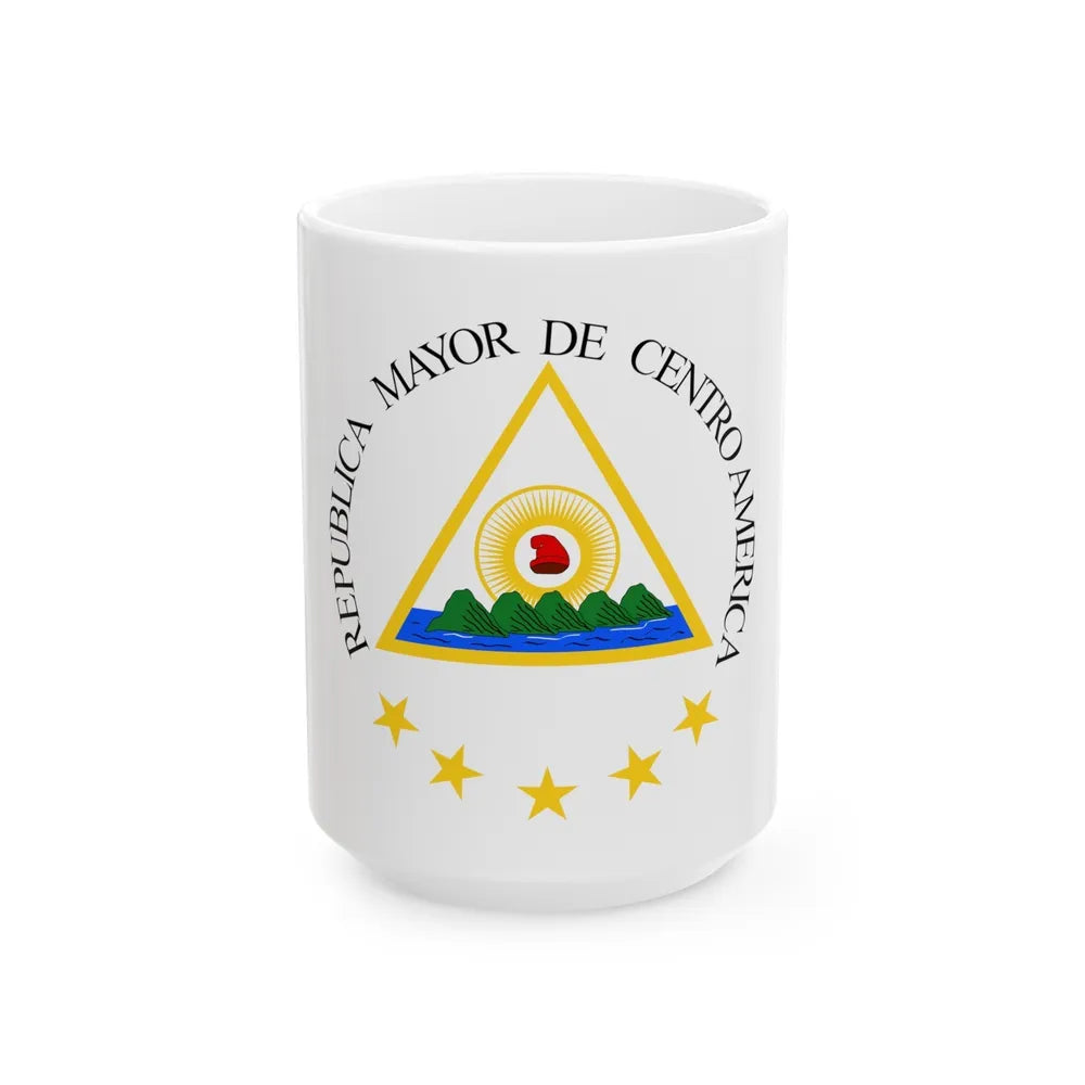 Coat of arms of the Greater Republic of Central America (1898) - White Coffee Mug-15oz-Go Mug Yourself