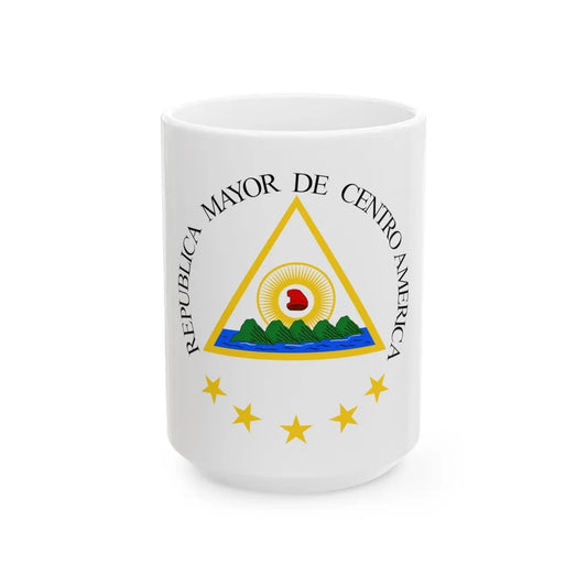 Coat of arms of the Greater Republic of Central America (1898) - White Coffee Mug-15oz-Go Mug Yourself