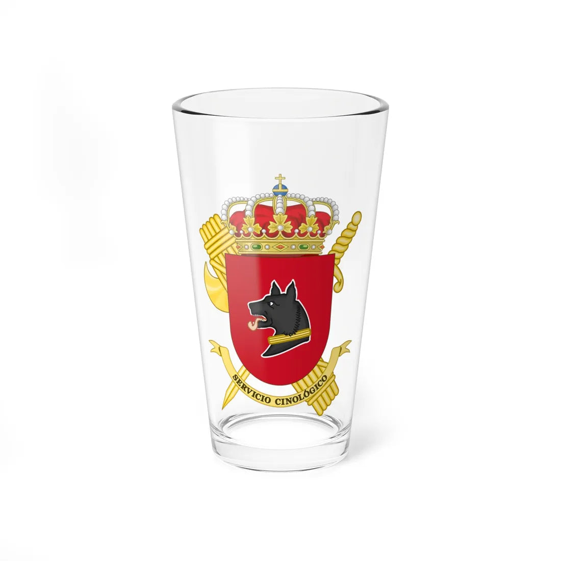 Coat of Arms of the Guardia Civil Canine Service (Spain) (Coat of Arms) Pint Glass 16oz 16oz - Go Mug Yourself