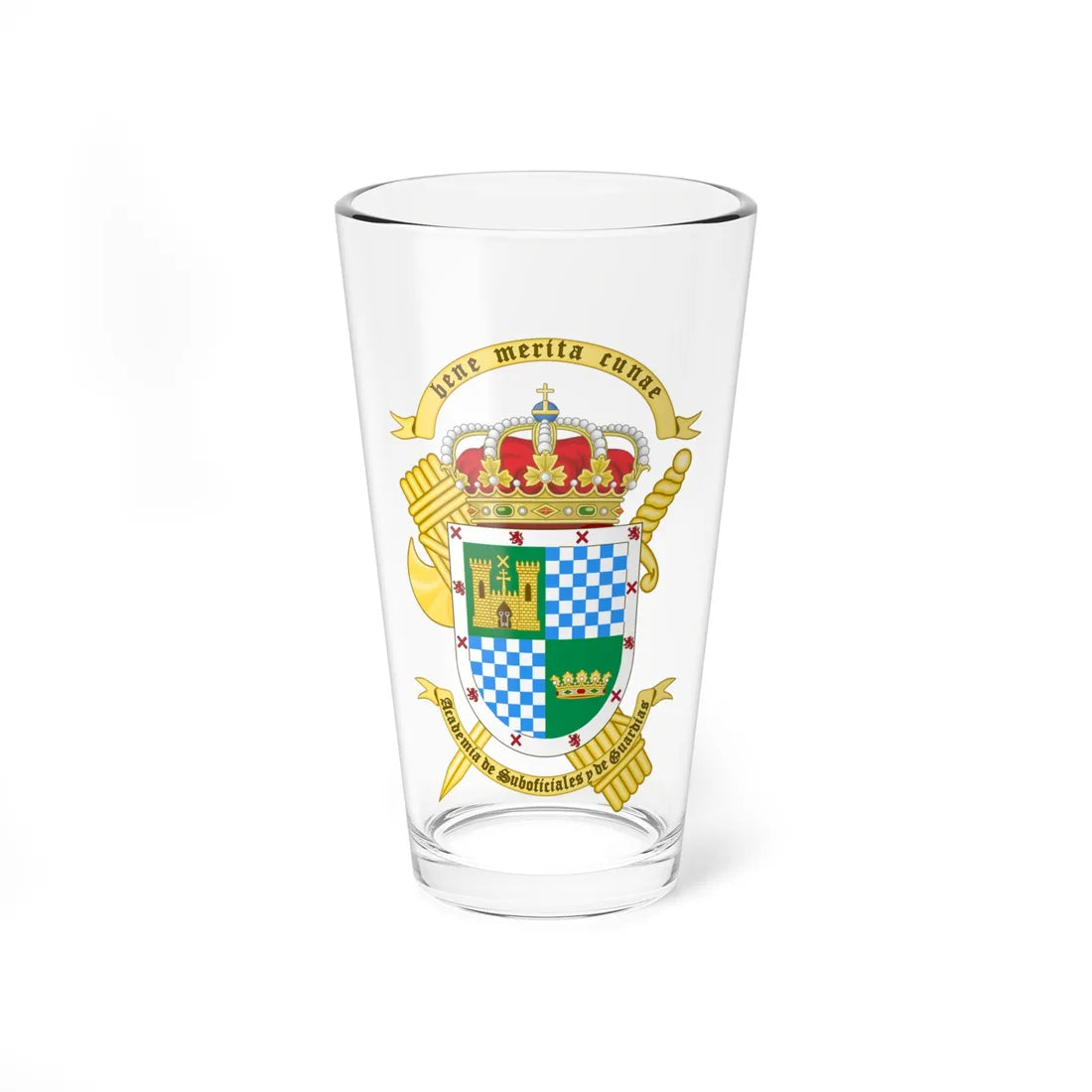 Coat of Arms of the Guardia Civils Non-Commissioned Officers and Guards Academy (Spain) (Coat of Arms) Pint Glass 16oz 16oz - Go Mug Yourself