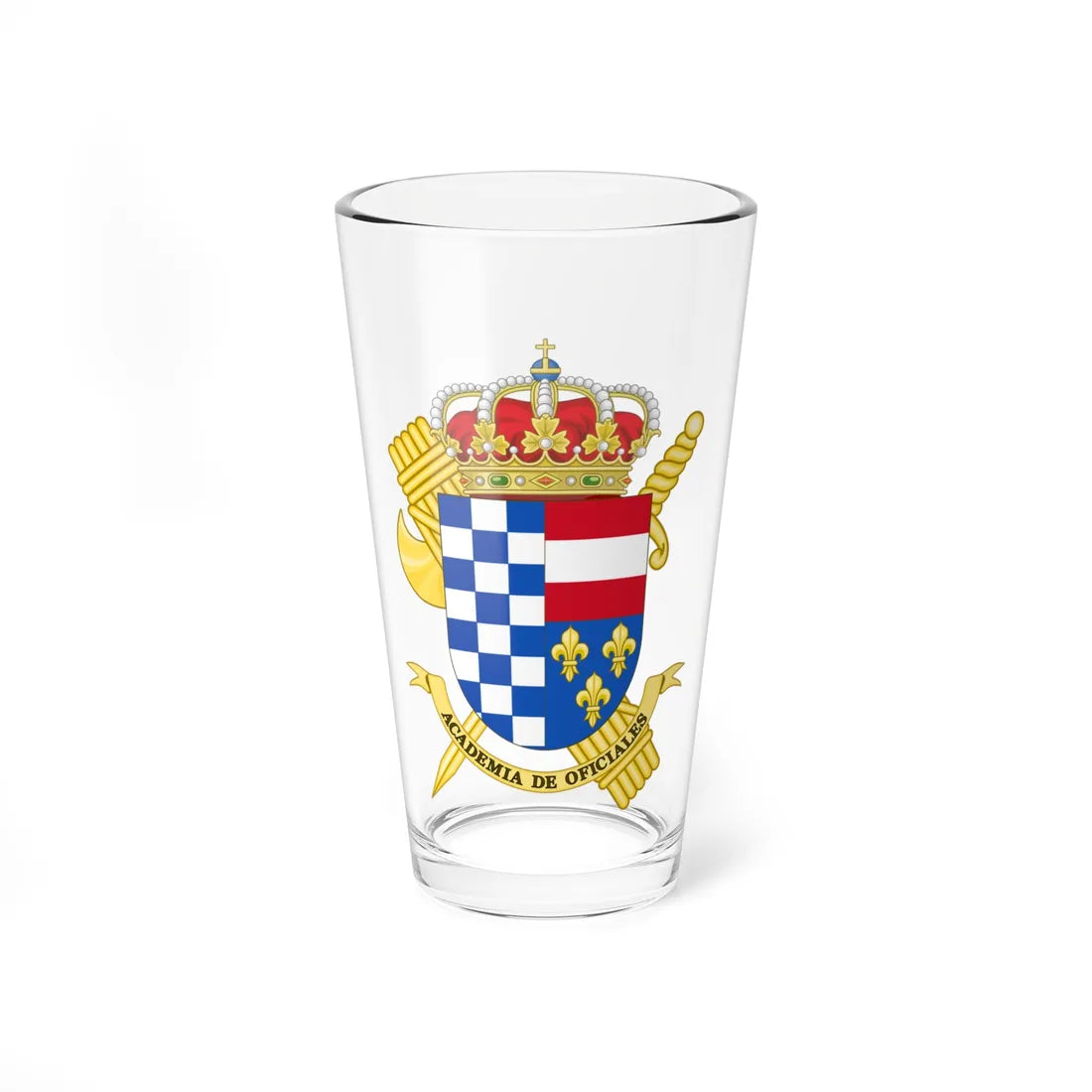 Coat of Arms of the Guardia Civils Officers Academy-El Escorial Center (Spain) (Coat of Arms) Pint Glass 16oz 16oz - Go Mug Yourself