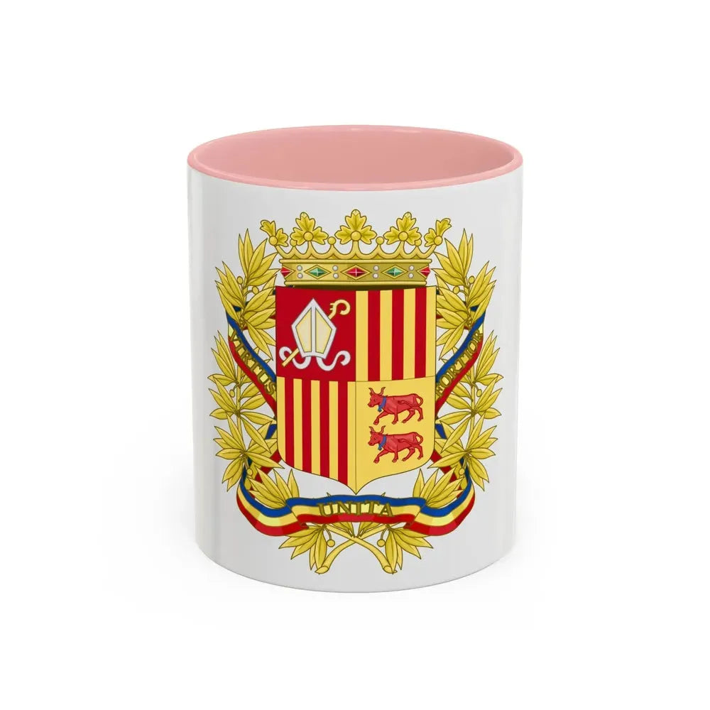 Coat of Arms of the high authorities of Andorra - Accent Coffee Mug 11oz Pink - Go Mug Yourself