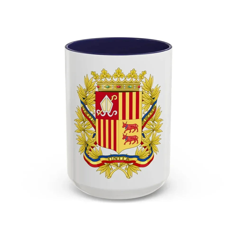 Coat of Arms of the high authorities of Andorra - Accent Coffee Mug 15oz Navy - Go Mug Yourself