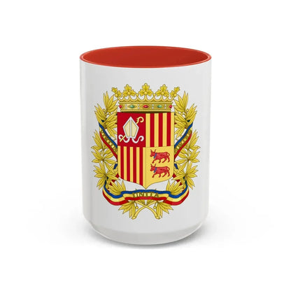 Coat of Arms of the high authorities of Andorra - Accent Coffee Mug 15oz Red - Go Mug Yourself