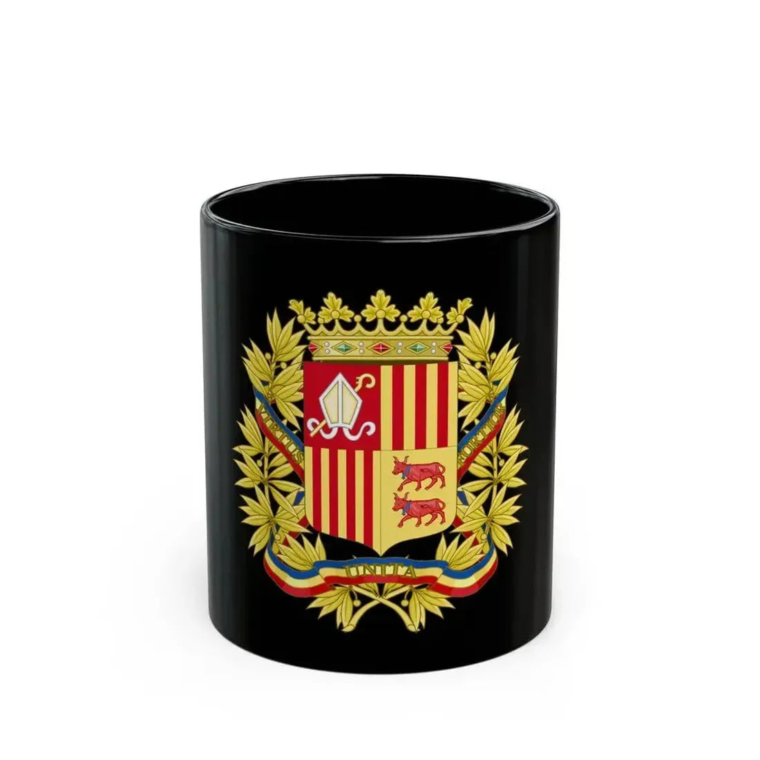 Coat of Arms of the high authorities of Andorra - Black Coffee Mug 11oz - Go Mug Yourself