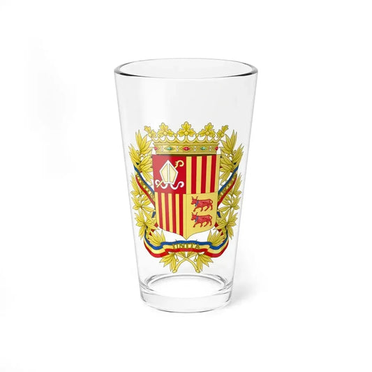 Coat of Arms of the high authorities of Andorra - Pint Glass 16oz 16oz - Go Mug Yourself