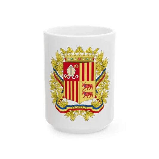 Coat of Arms of the high authorities of Andorra - White Coffee Mug 15oz - Go Mug Yourself