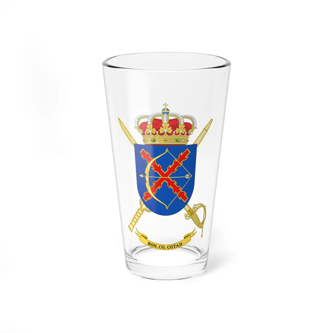 Coat of Arms of the High Readiness Land Headquarters Battalion (Spain) (Coat of Arms) Pint Glass 16oz 16oz - Go Mug Yourself
