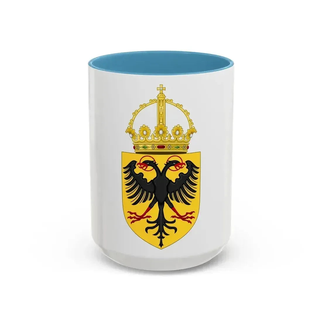 Coat of Arms of the Holy Roman Emperor (1433-1450) - Accent Coffee Mug 15oz Light Blue - Go Mug Yourself