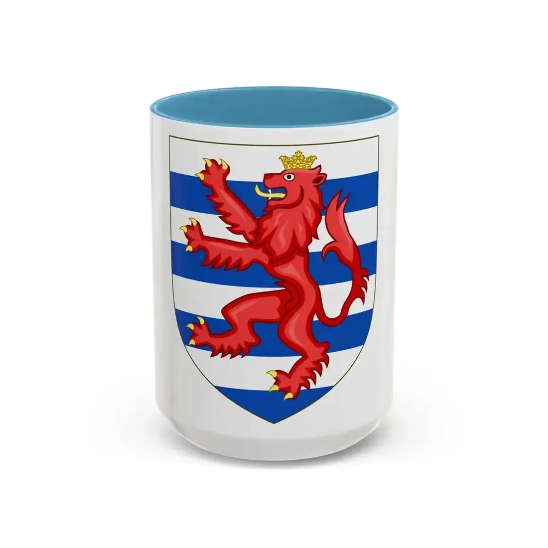 Coat of Arms of the House of Lusignan (Kings of Cyprus) - Accent Coffee Mug 15oz Light Blue - Go Mug Yourself