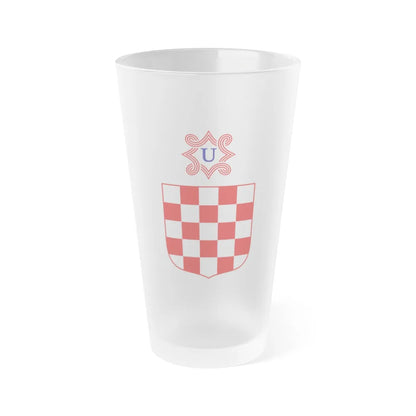 Coat of arms of the Independent State of Croatia - Frosted Pint Glass 16oz-16oz-Frosted-Go Mug Yourself