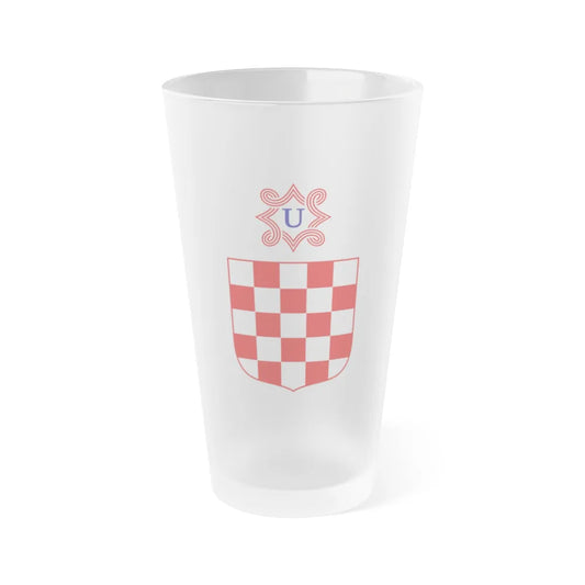 Coat of arms of the Independent State of Croatia - Frosted Pint Glass 16oz-16oz-Frosted-Go Mug Yourself