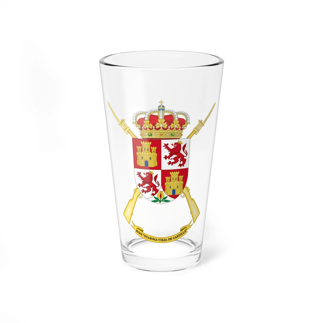 Coat of Arms of the Infantry Battalion Guardia Vieja de Castilla (Spain) (Coat of Arms) Pint Glass 16oz 16oz - Go Mug Yourself