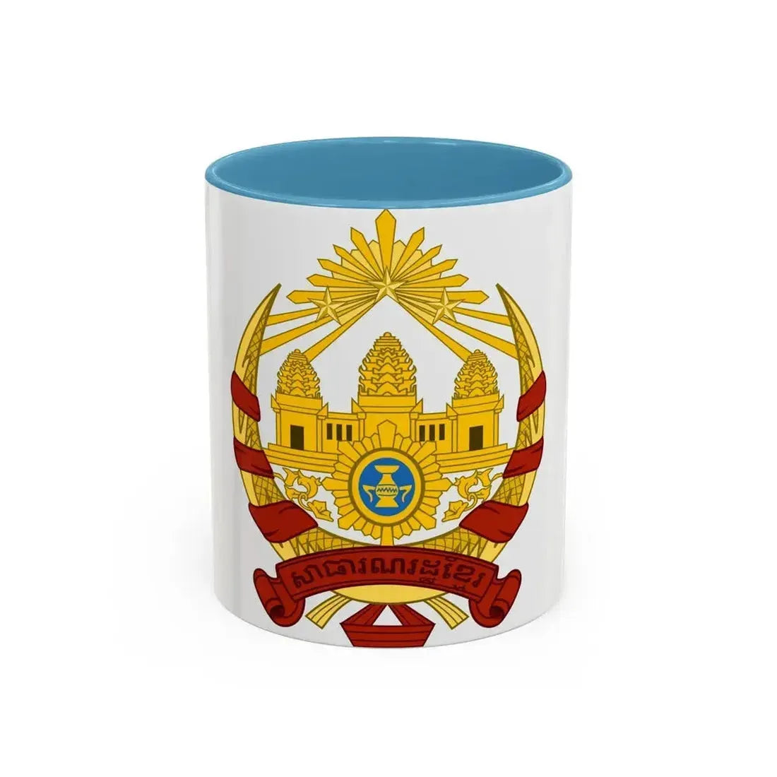 Coat of arms of the Khmer Republic - Accent Coffee Mug 11oz Light Blue - Go Mug Yourself