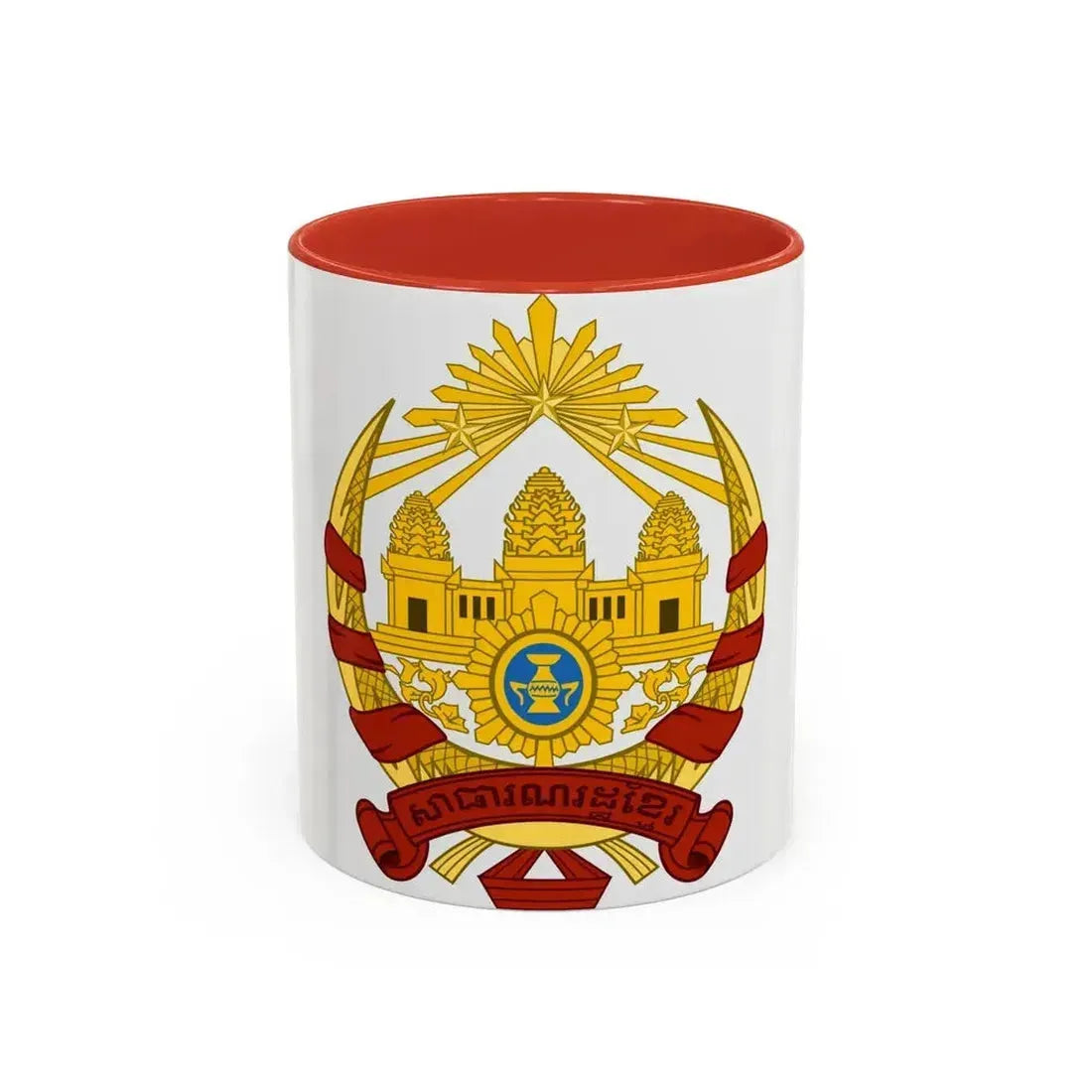 Coat of arms of the Khmer Republic - Accent Coffee Mug 11oz Red - Go Mug Yourself