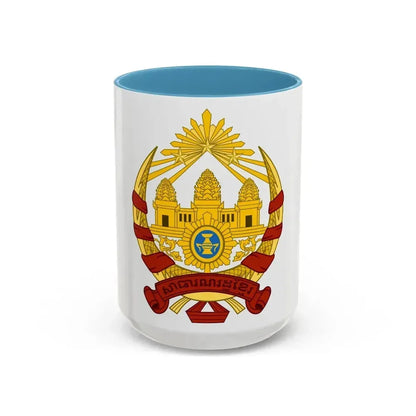 Coat of arms of the Khmer Republic - Accent Coffee Mug 15oz Light Blue - Go Mug Yourself