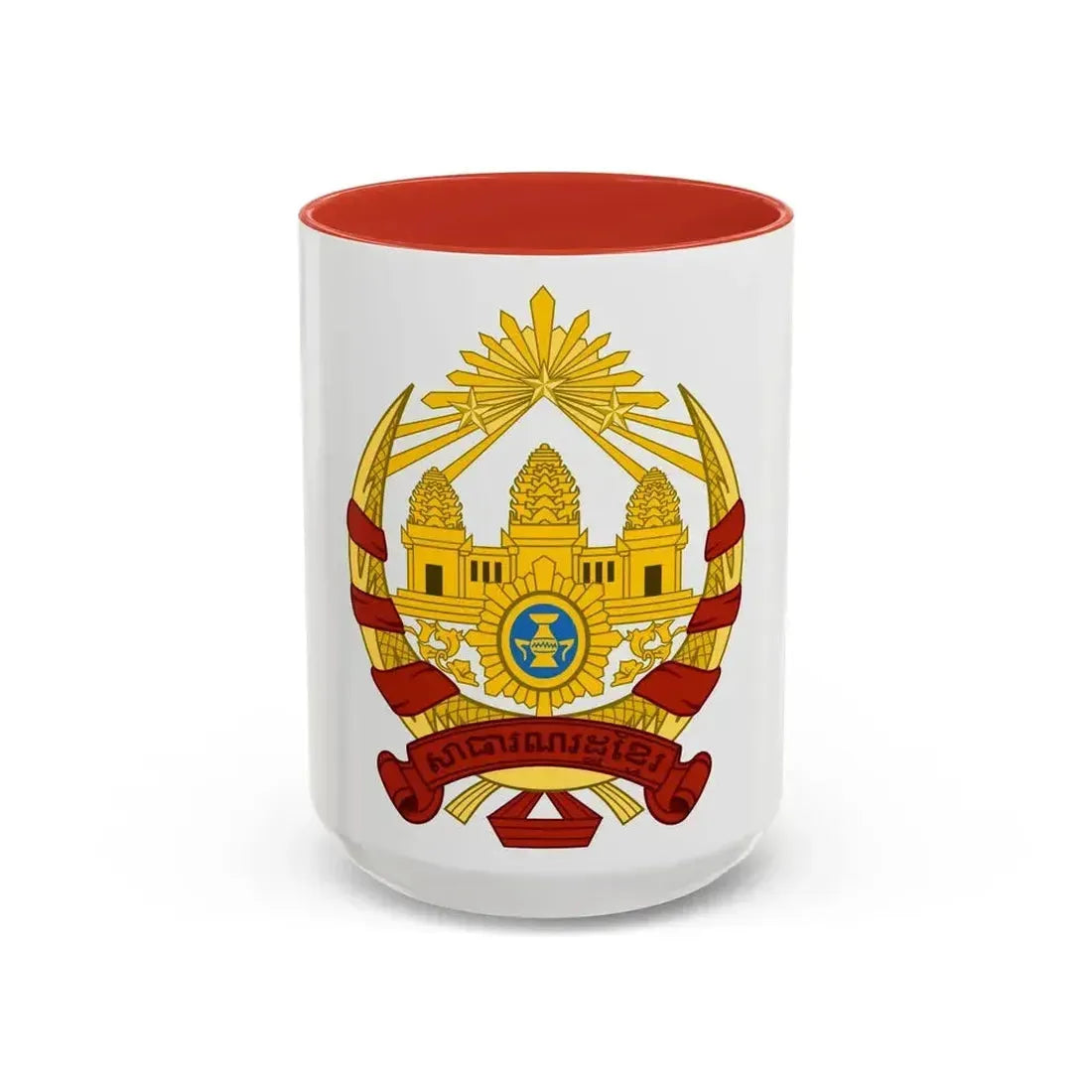Coat of arms of the Khmer Republic - Accent Coffee Mug 15oz Red - Go Mug Yourself