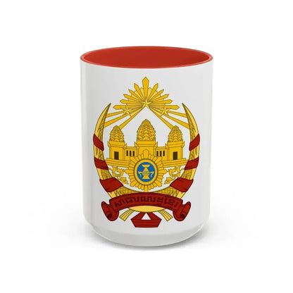 Coat of arms of the Khmer Republic - Accent Coffee Mug 15oz Red - Go Mug Yourself