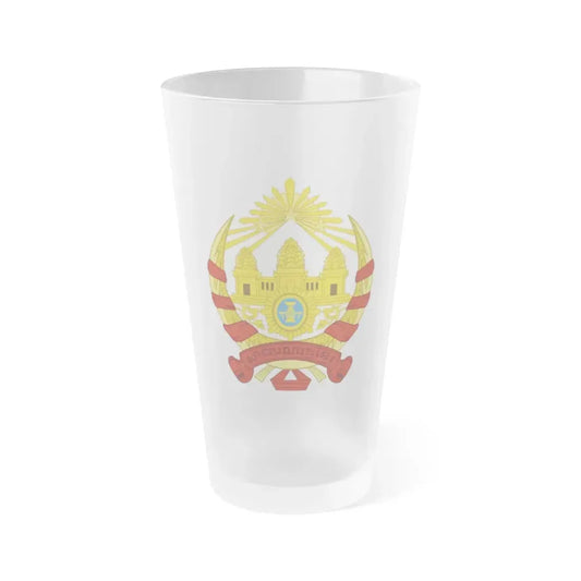 Coat of arms of the Khmer Republic - Frosted Pint Glass 16oz Default Title - Go Mug Yourself