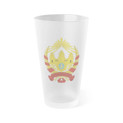 Coat of arms of the Khmer Republic - Frosted Pint Glass 16oz-Go Mug Yourself